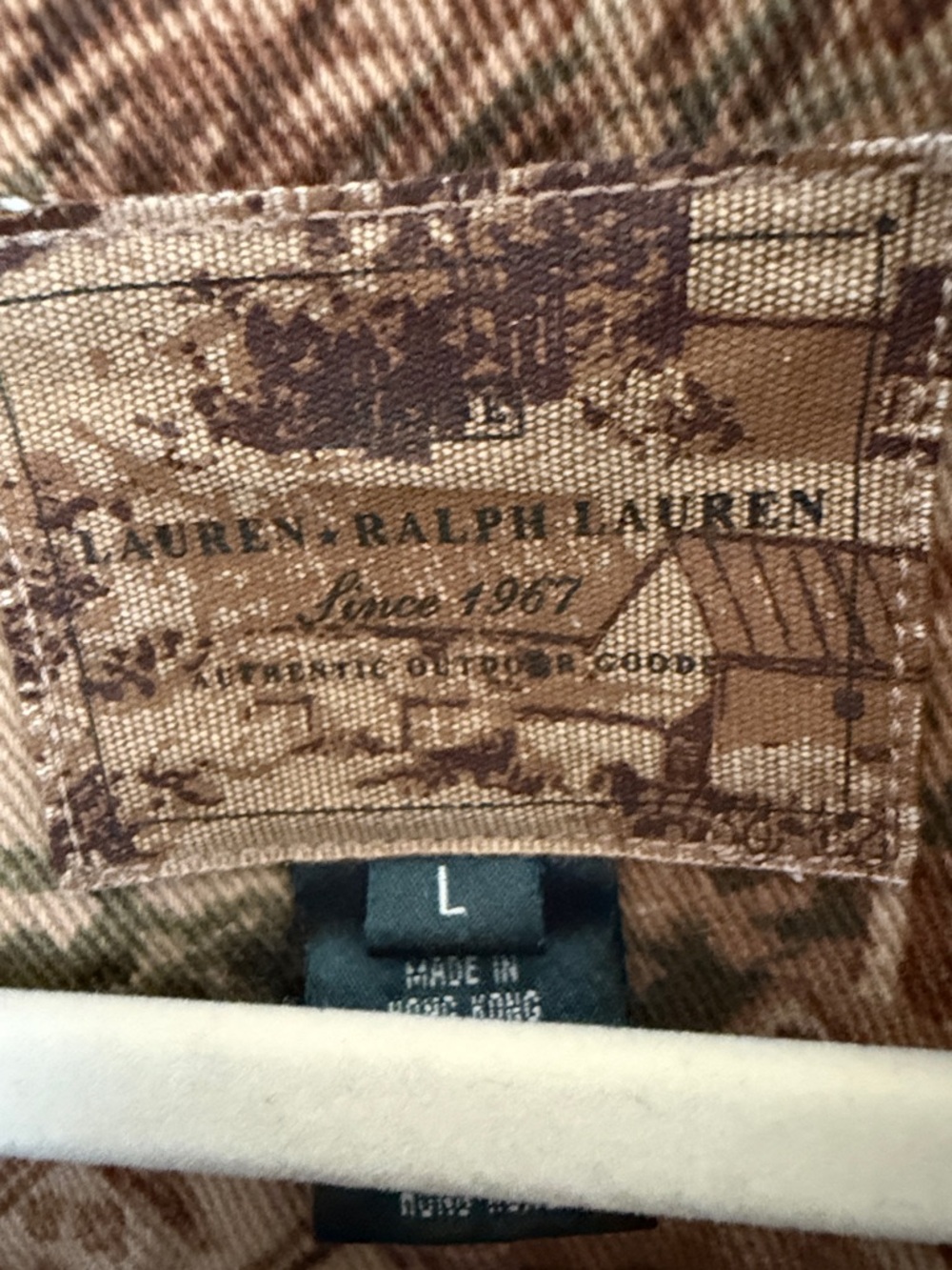 Lauren Ralph Lauren Scenic Print Utility Jacket with Red Corduroy Collar - Picture 2 of 5
